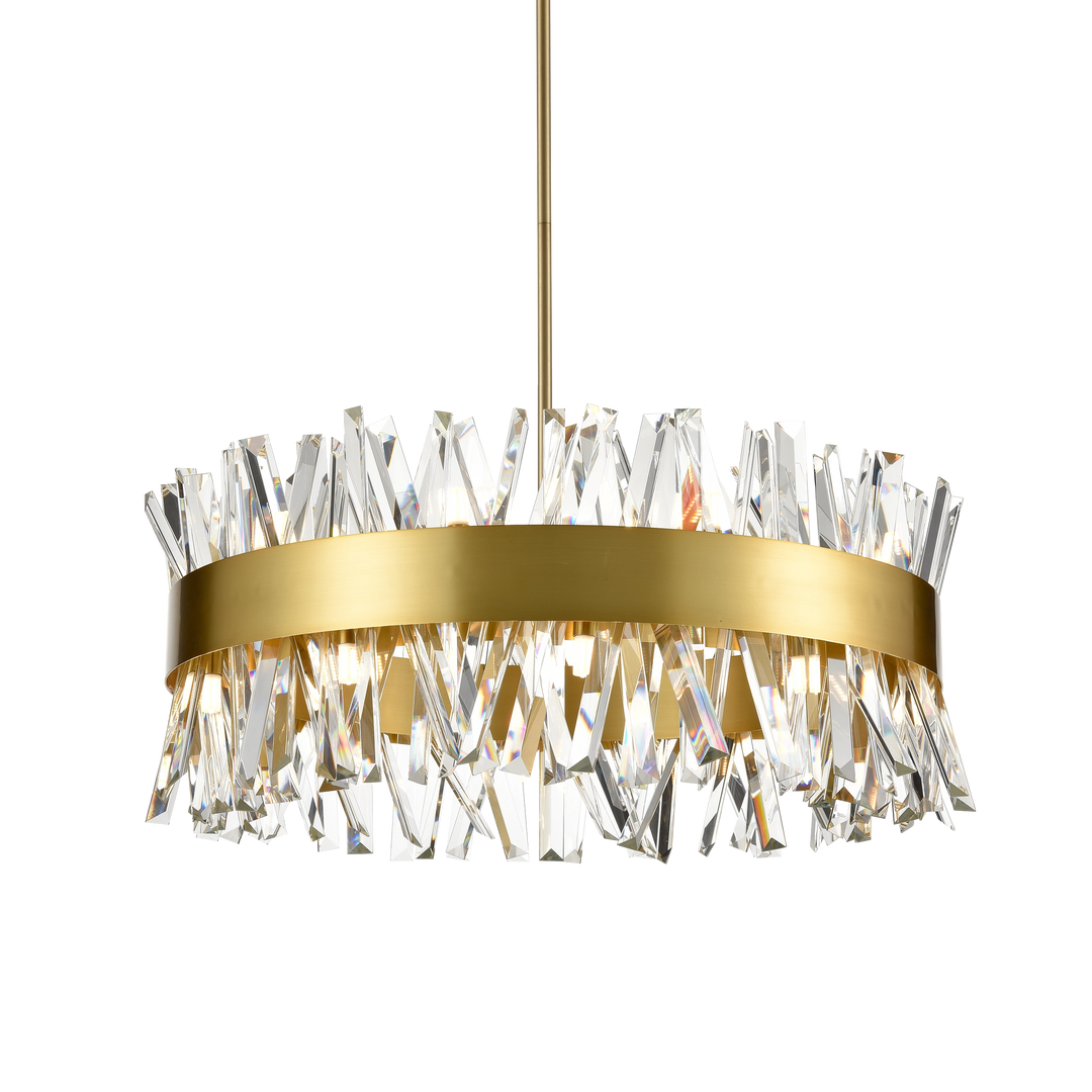 Avalanche Crystal Drum Chandelier in Aged Brass by Zeev
