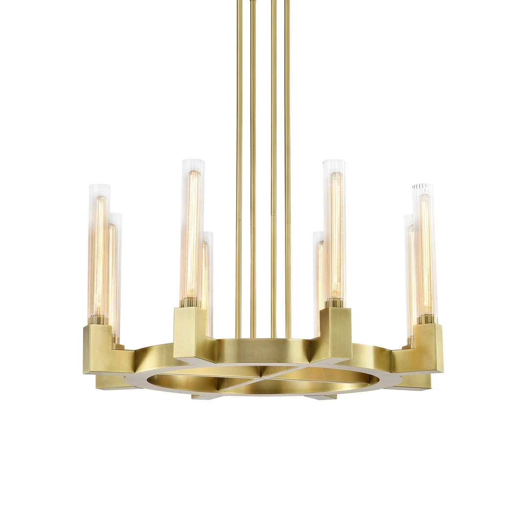 Placid Round Chandelier in Aged Brass by Zeev