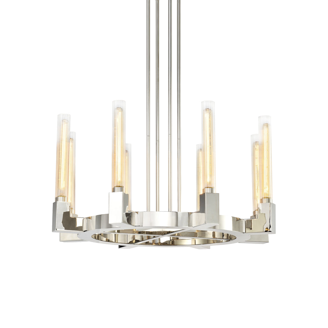 Placid Round Chandelier in Polished Nickel by Zeev