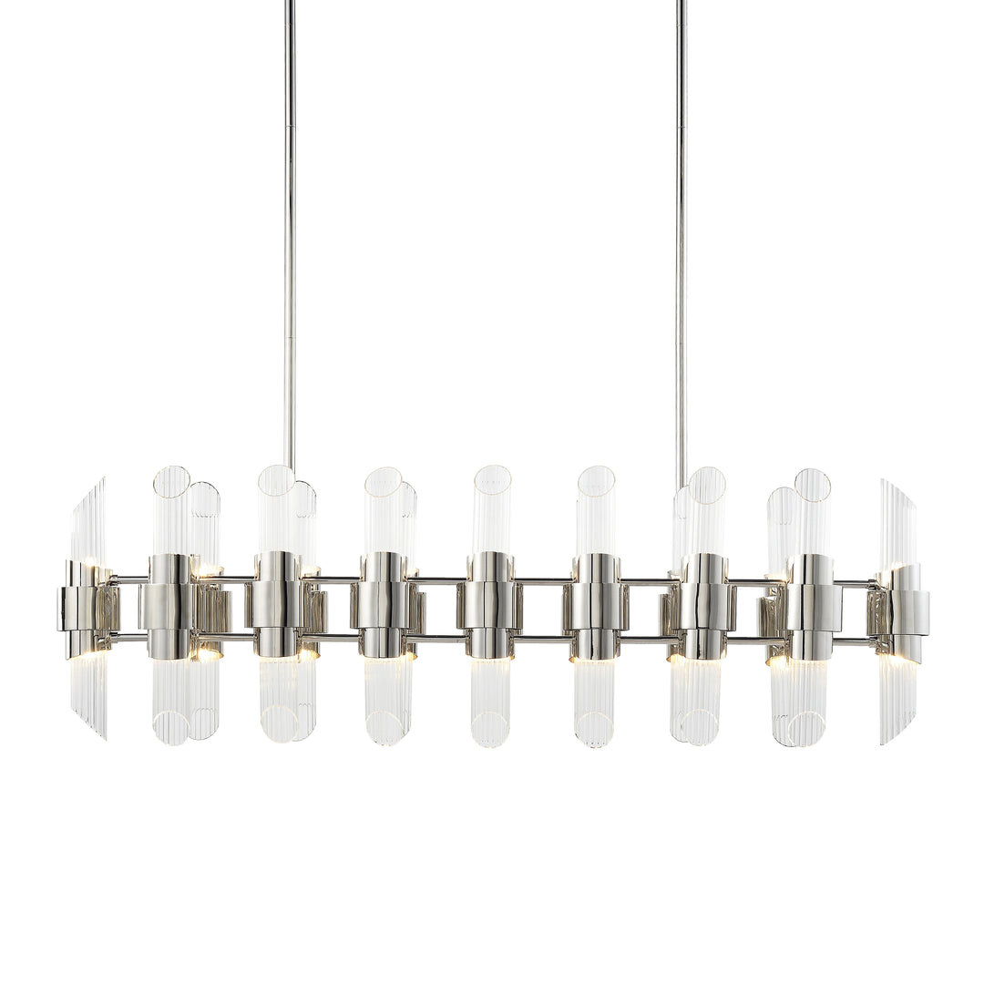 Pillar Linear Glass Chandelier in Polished Nickel by Zeev