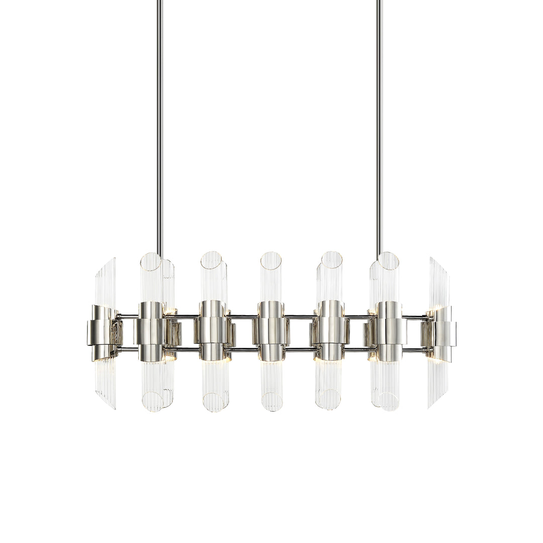 Pillar Linear Glass Chandelier in Polished Nickel by Zeev