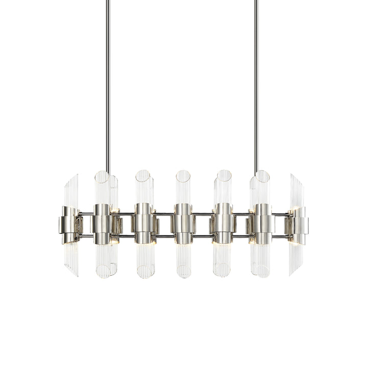 Pillar Linear Glass Chandelier in Polished Nickel by Zeev