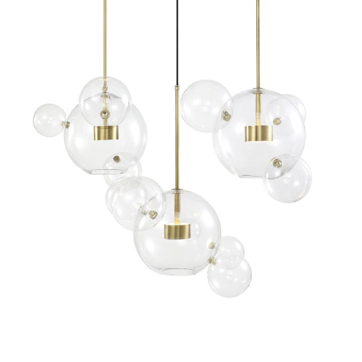 Sattelite Glass Globe Multi-Pendant in Aged Brass by Zeev