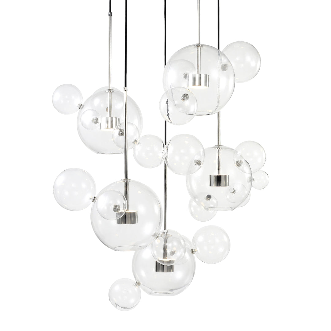 Sattelite Glass Globe Multi-Pendant in Polished Nickel by Zeev