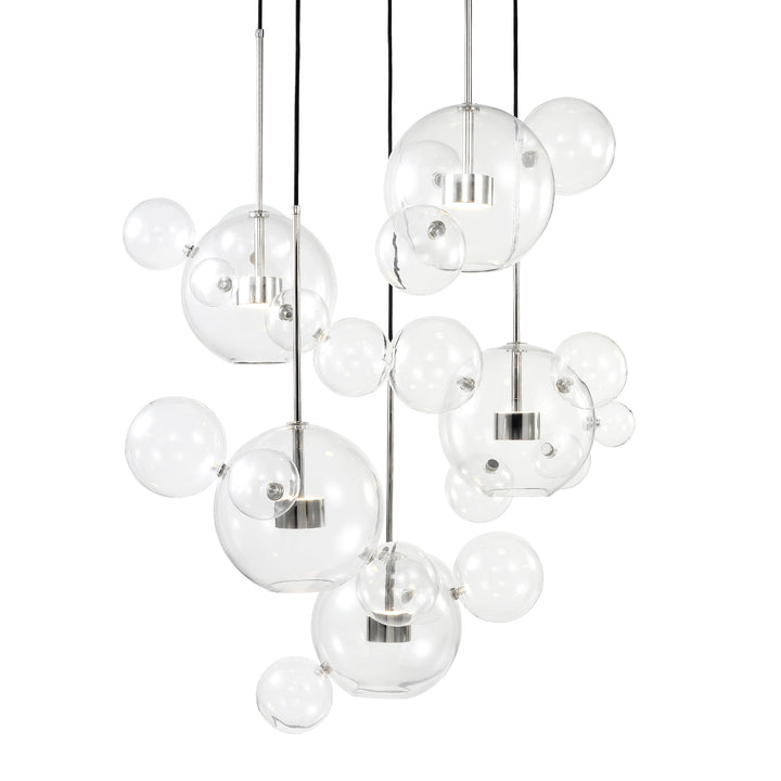 Sattelite Glass Globe Multi-Pendant in Polished Nickel by Zeev