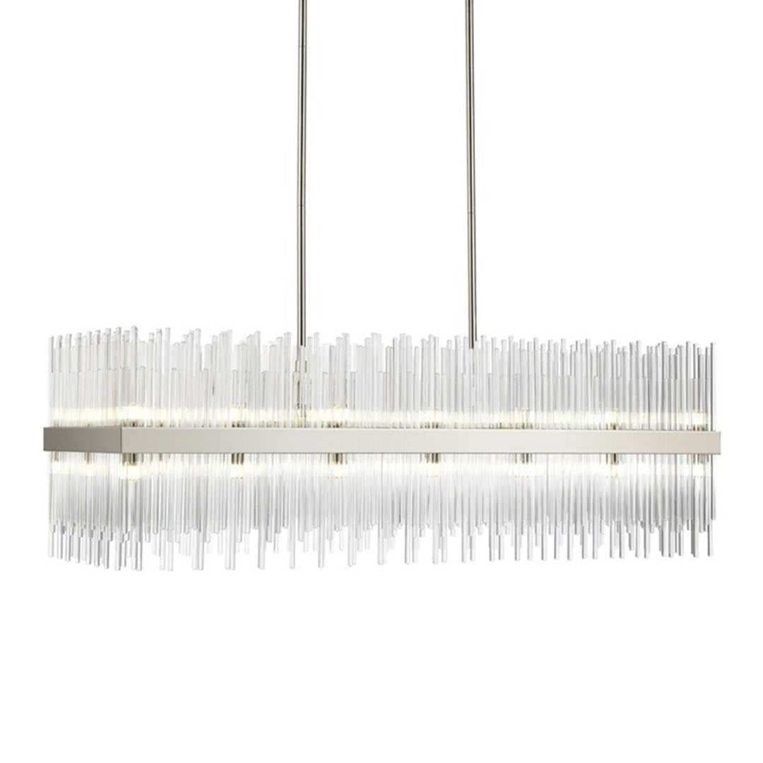 Citadel Rectangular Glass Chandelier in Polished Nickel by Zeev
