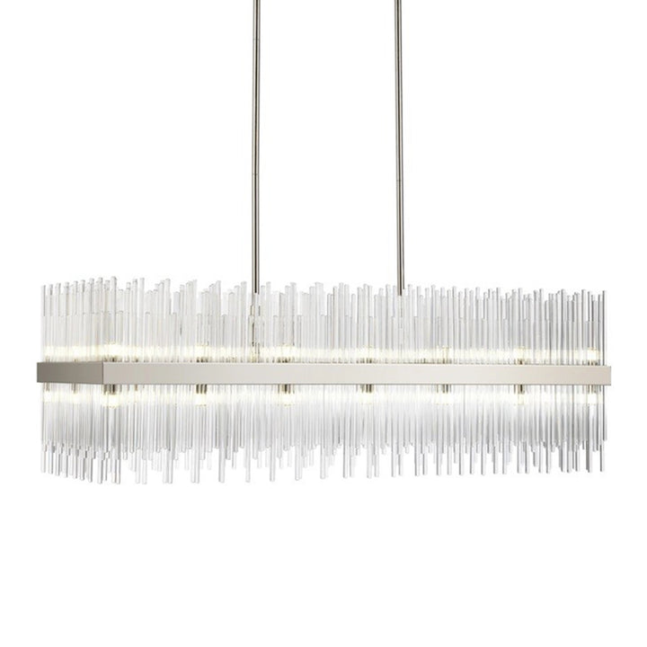 Citadel Rectangular Glass Chandelier in Polished Nickel by Zeev