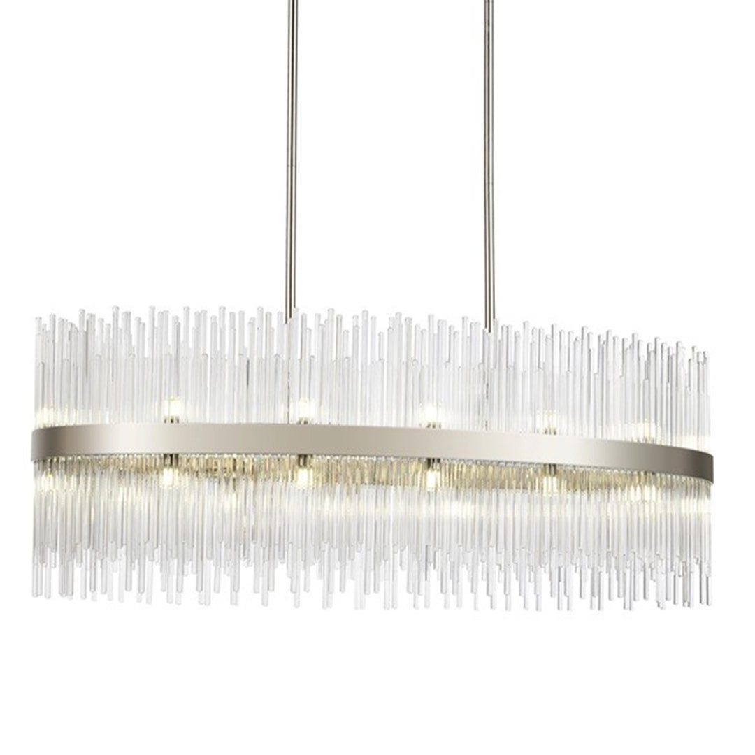 Citadel Rectangular Glass Chandelier in Polished Nickel by Zeev