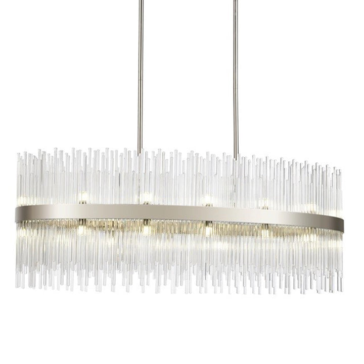 Citadel Rectangular Glass Chandelier in Polished Nickel by Zeev