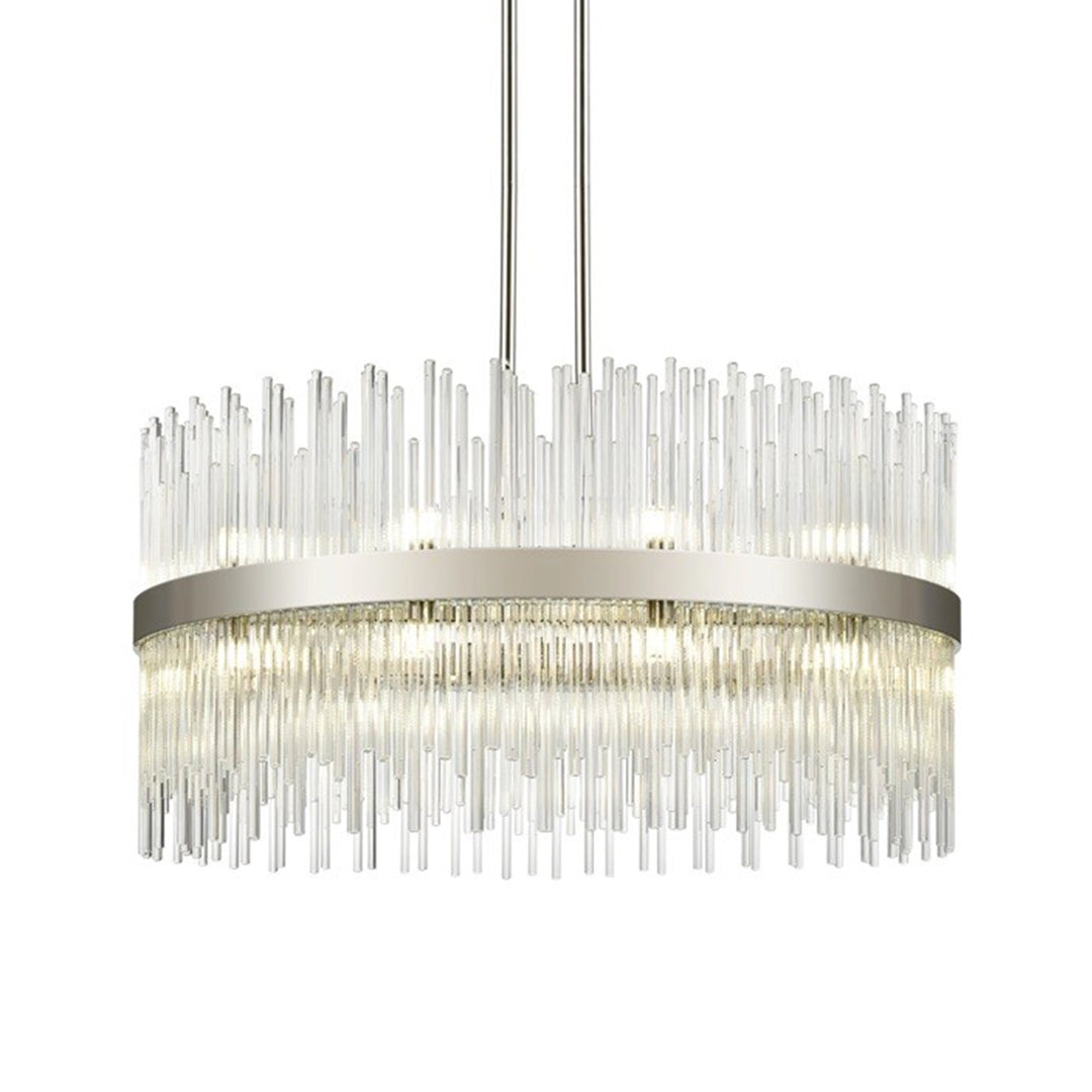 Citadel Rectangular Glass Chandelier in Polished Nickel by Zeev