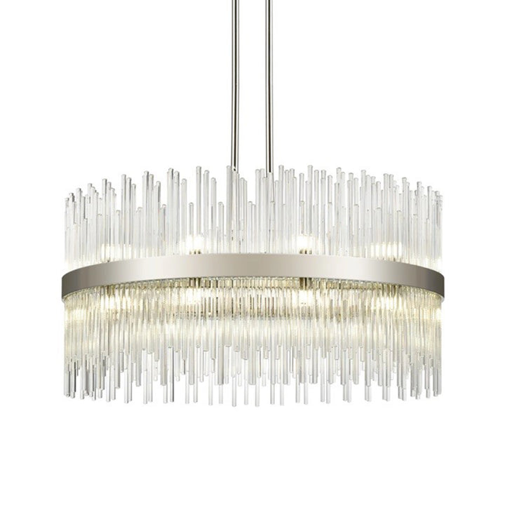 Citadel Rectangular Glass Chandelier in Polished Nickel by Zeev