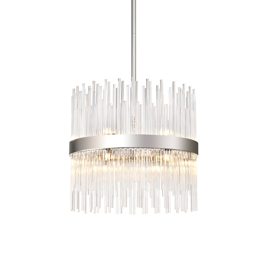 Citadel Rectangular Glass Chandelier in Polished Nickel by Zeev