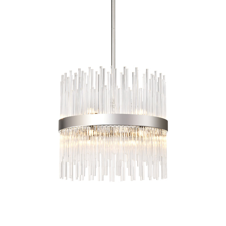 Citadel Rectangular Glass Chandelier in Polished Nickel by Zeev
