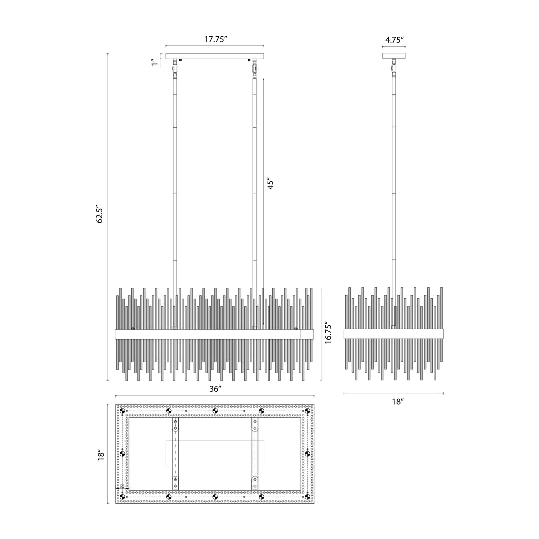 Citadel Rectangular Glass Chandelier by Zeev - view 7