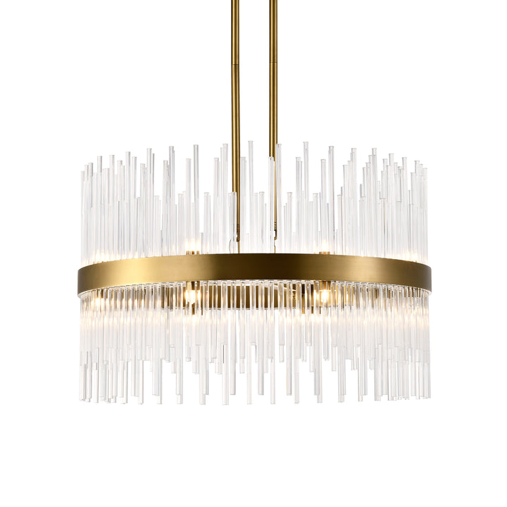 Citadel Rectangular Glass Chandelier in Aged Brass by Zeev