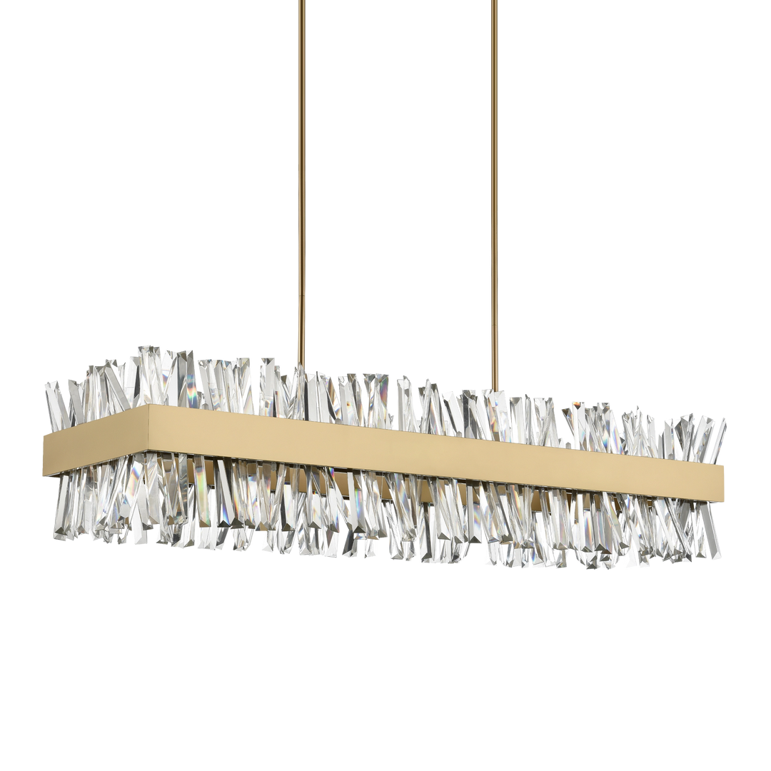 Avalanche Rectangular Crystal Chandelier in Aged Brass by Zeev