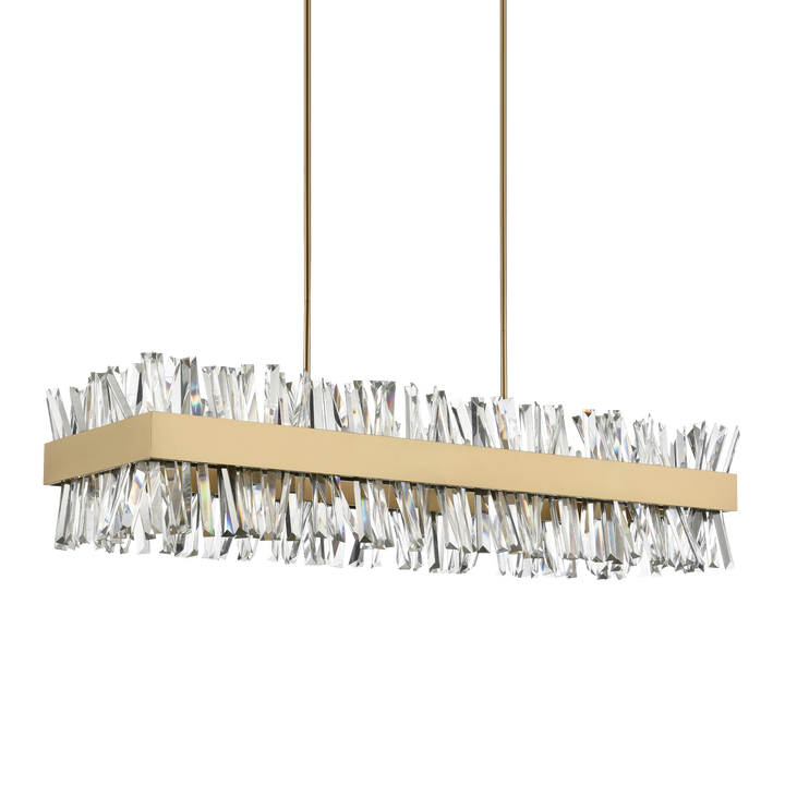 Avalanche Rectangular Crystal Chandelier in Aged Brass by Zeev
