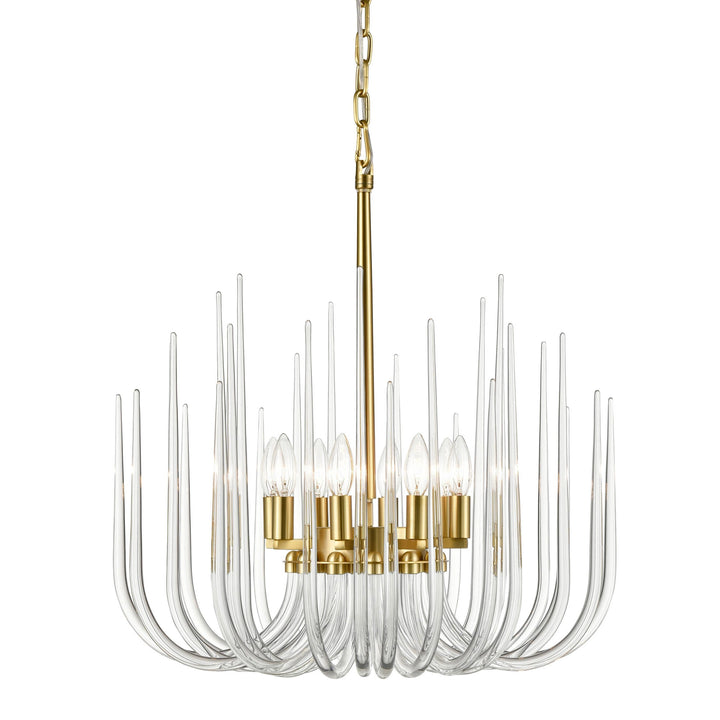 Astoria Glass Chandelier in Polished Brass by Zeev