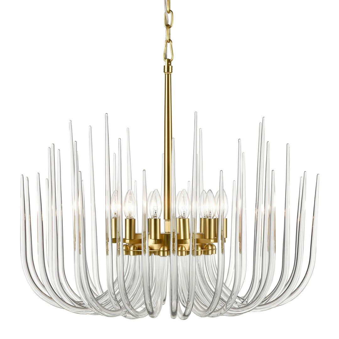 Astoria Glass Chandelier in Polished Brass by Zeev