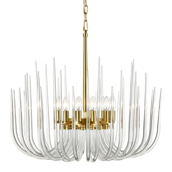 Astoria Glass Chandelier in Polished Brass by Zeev