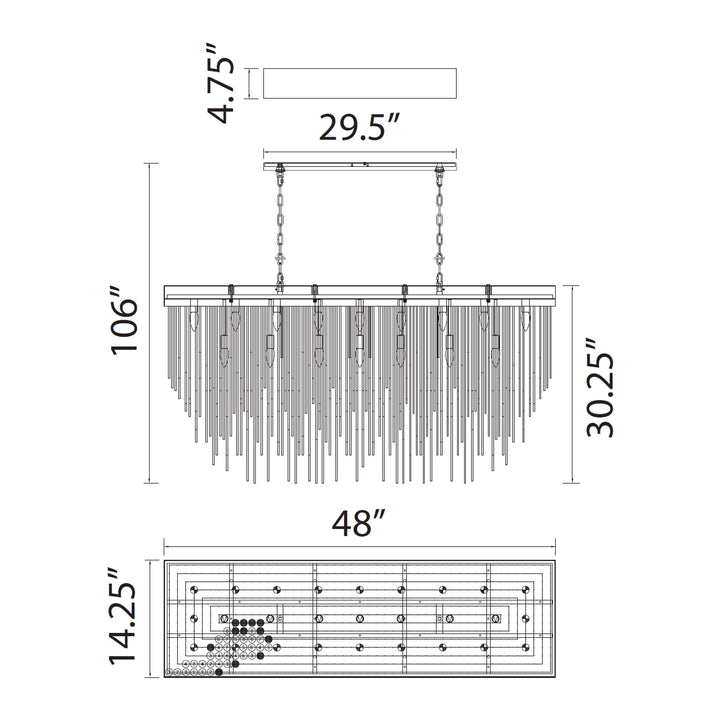 Waterfall Rectangular Glass Chandelier by Zeev - view 18