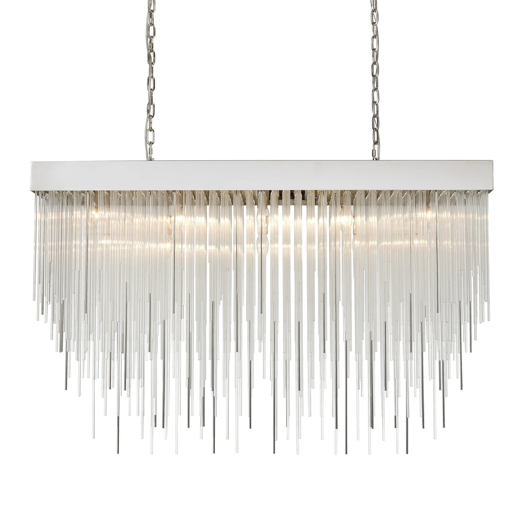 Waterfall Rectangular Glass Chandelier in Polished Nickel by Zeev