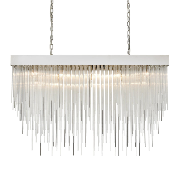 Waterfall Rectangular Glass Chandelier in Polished Nickel by Zeev