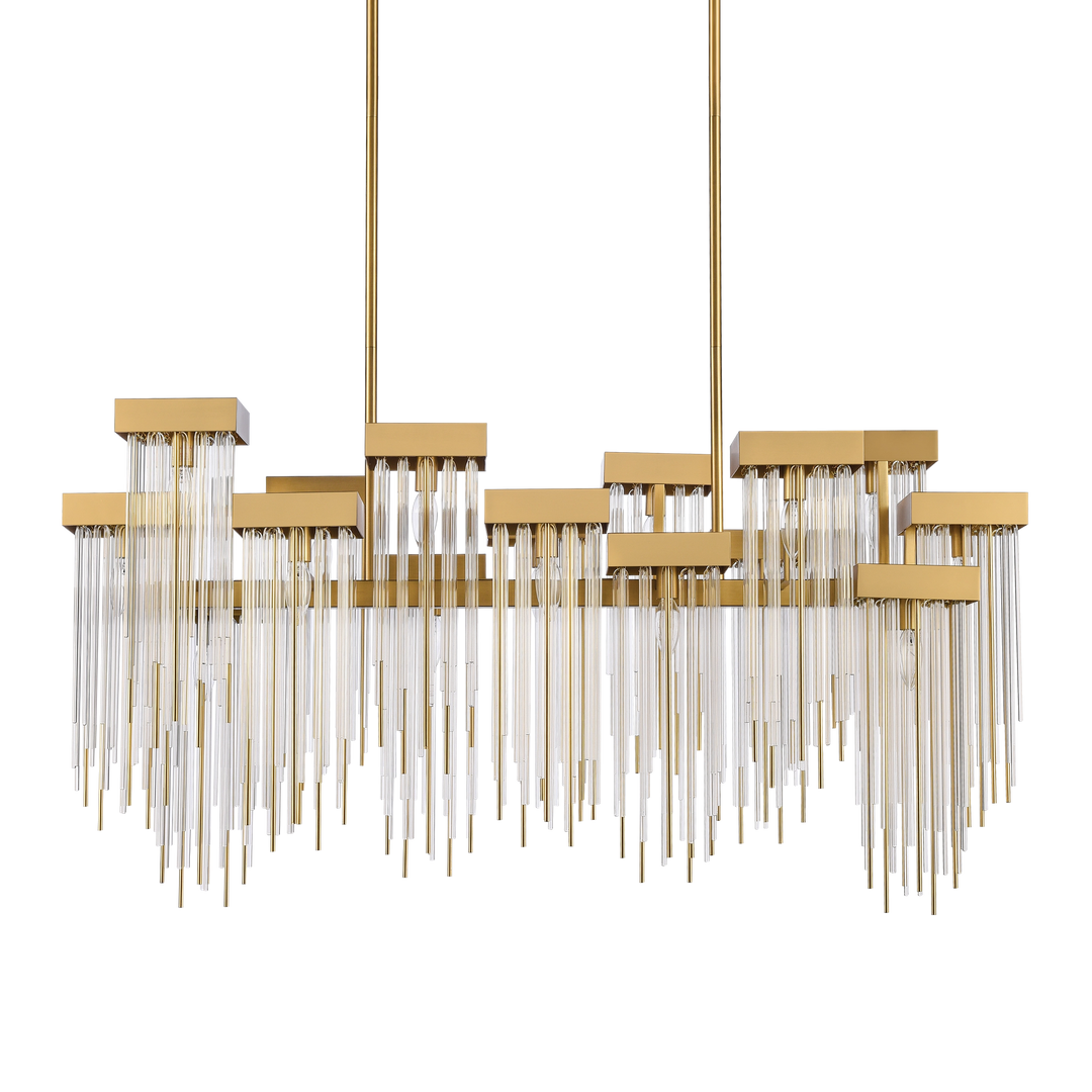 Waterfall Cityscape Chandelier in Aged Brass by Zeev