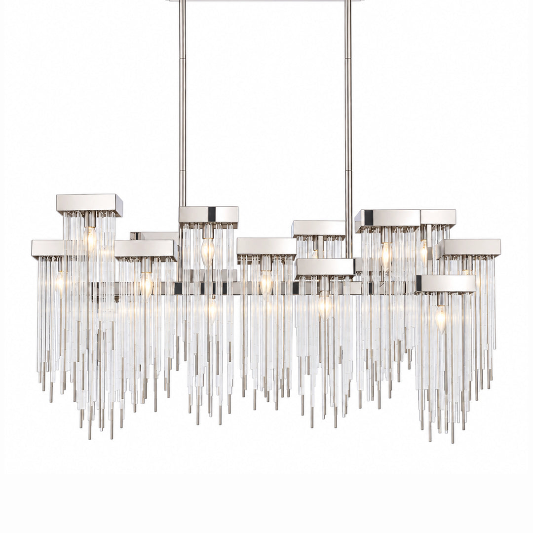 Waterfall Cityscape Chandelier in Polished Nickel by Zeev