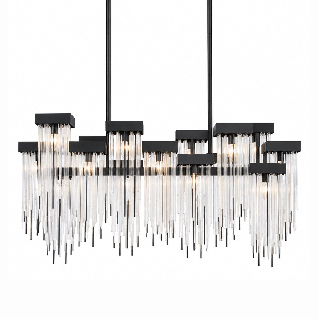 Waterfall Cityscape Chandelier in Satin Brushed Black by Zeev