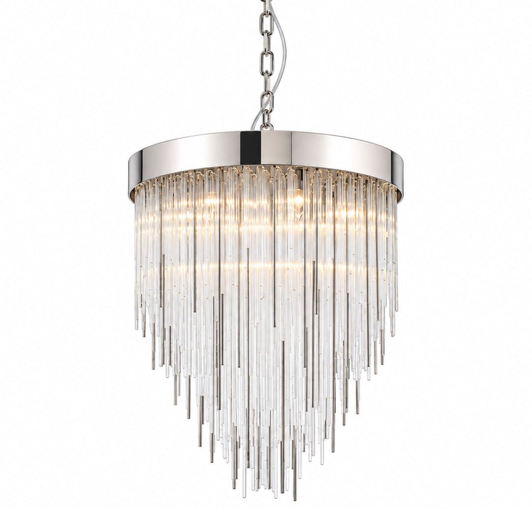 Waterfall Rectangular Glass Chandelier in Polished Nickel by Zeev