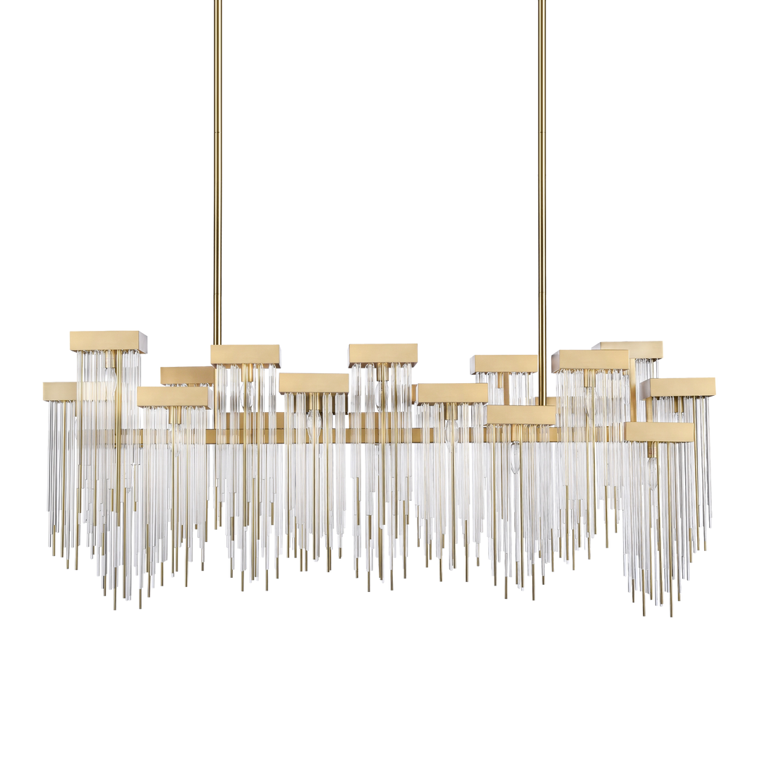 Waterfall Cityscape Chandelier in Aged Brass by Zeev