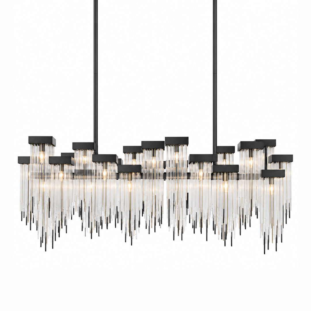 Waterfall Cityscape Chandelier in Satin Brushed Black by Zeev