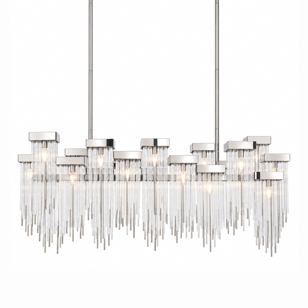 Waterfall Cityscape Chandelier in Polished Nickel by Zeev