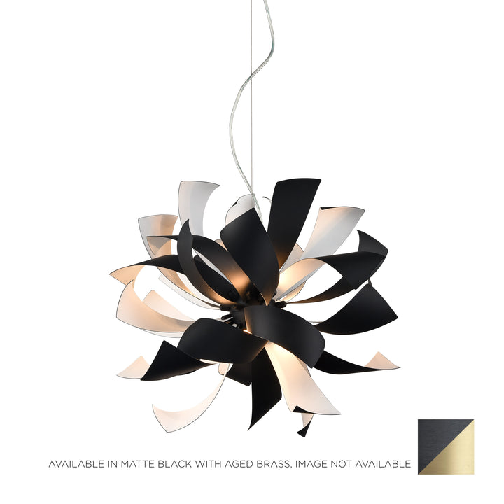 Blossom Floral Chandelier in Black & Brass by Zeev