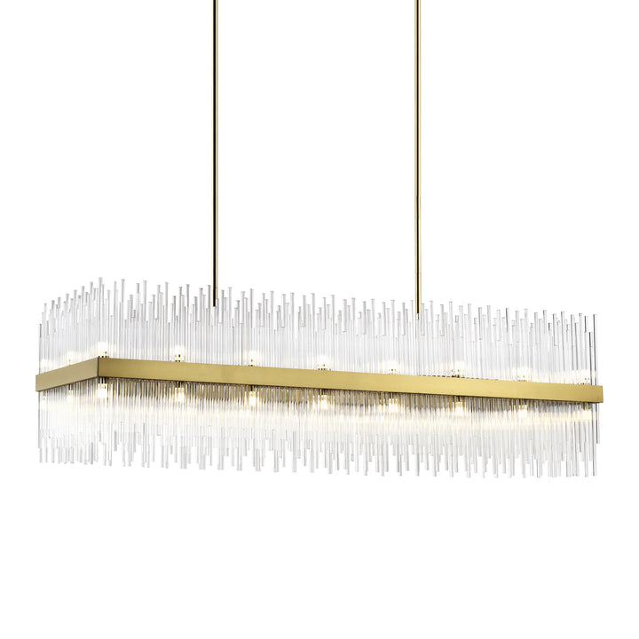 Citadel Rectangular Glass Chandelier in Aged Brass by Zeev