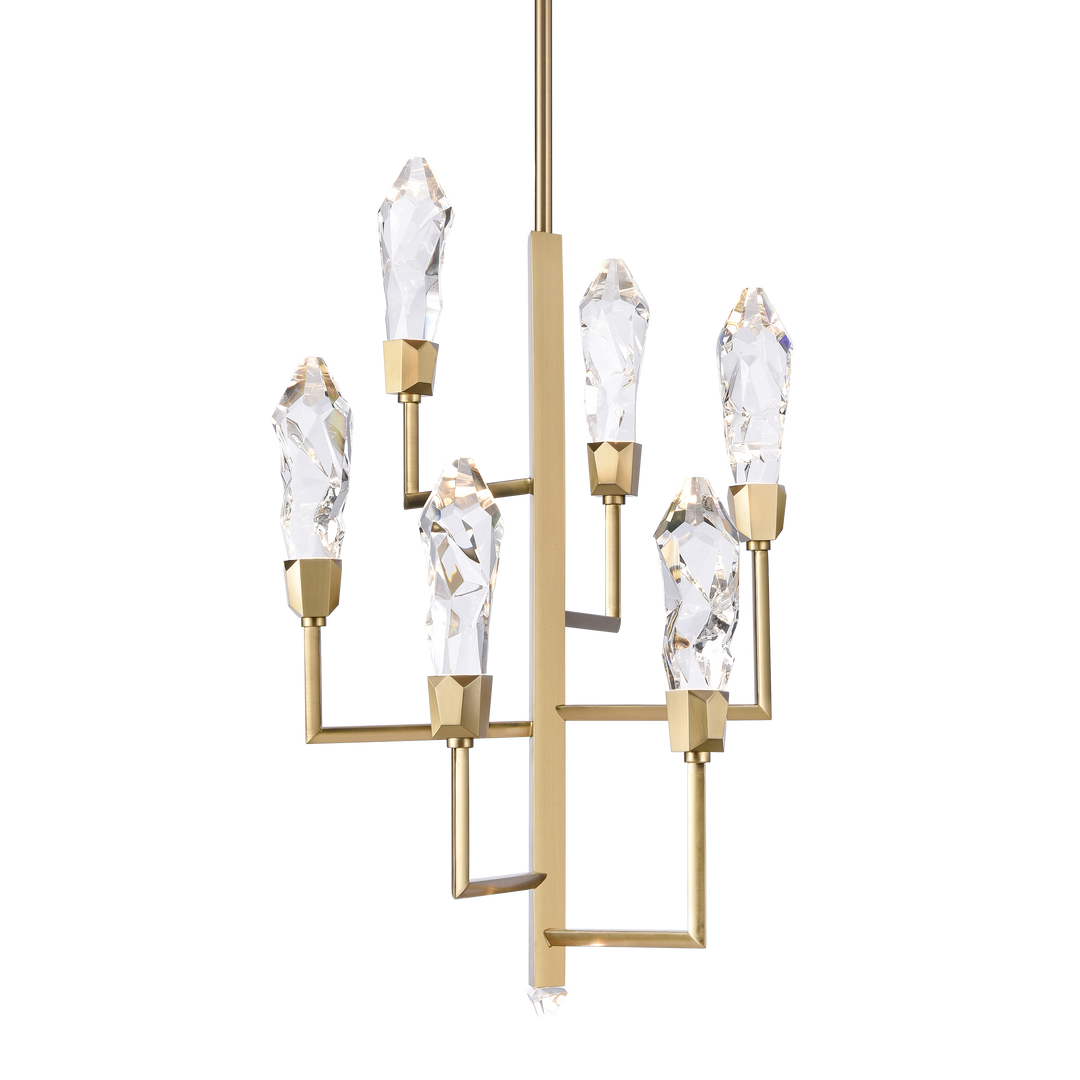Angelus Crystal Tiered Chandelier in Aged Brass by Zeev