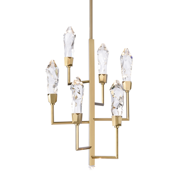 Angelus Crystal Tiered Chandelier in Aged Brass by Zeev