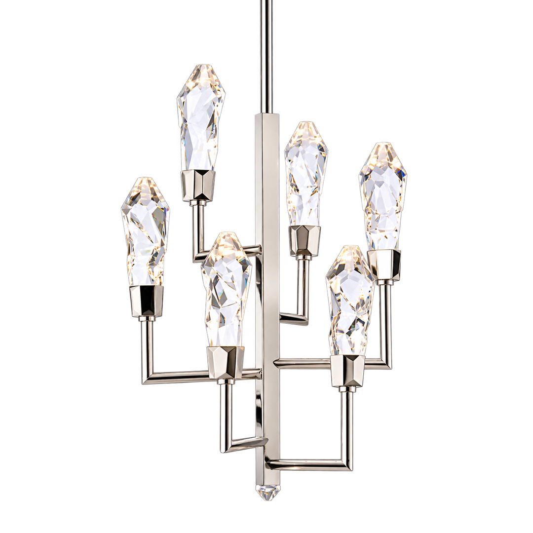 Angelus Crystal Tiered Chandelier in Polished Nickel by Zeev