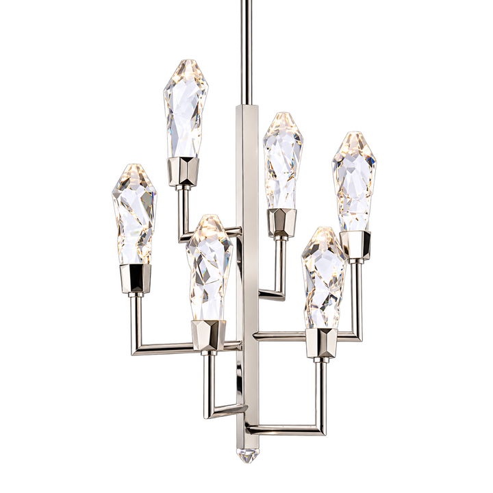 Angelus Crystal Tiered Chandelier in Polished Nickel by Zeev