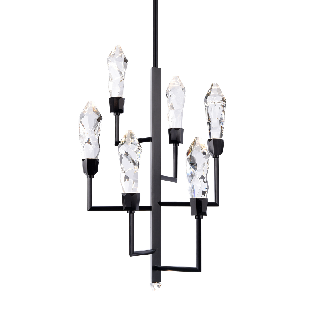 Angelus Crystal Tiered Chandelier in Satin Brushed Black by Zeev