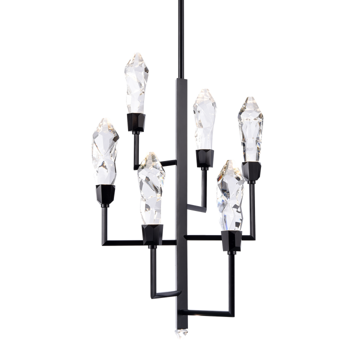 Angelus Crystal Tiered Chandelier in Satin Brushed Black by Zeev