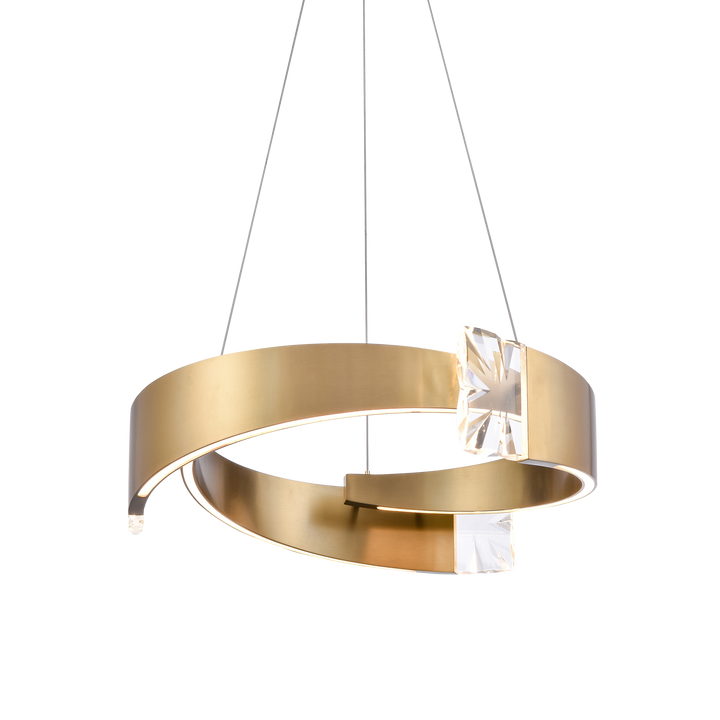 Arcus Segmental Crystal Chandelier in Aged Brass by Zeev