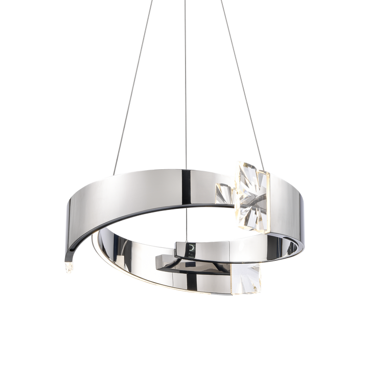 Arcus Segmental Crystal Chandelier in Polished Nickel by Zeev