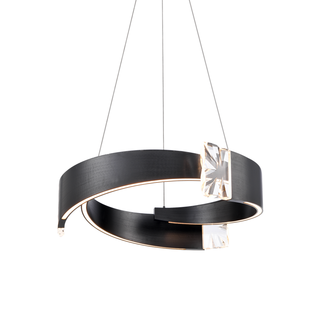Arcus Segmental Crystal Chandelier in Satin Brushed Black by Zeev