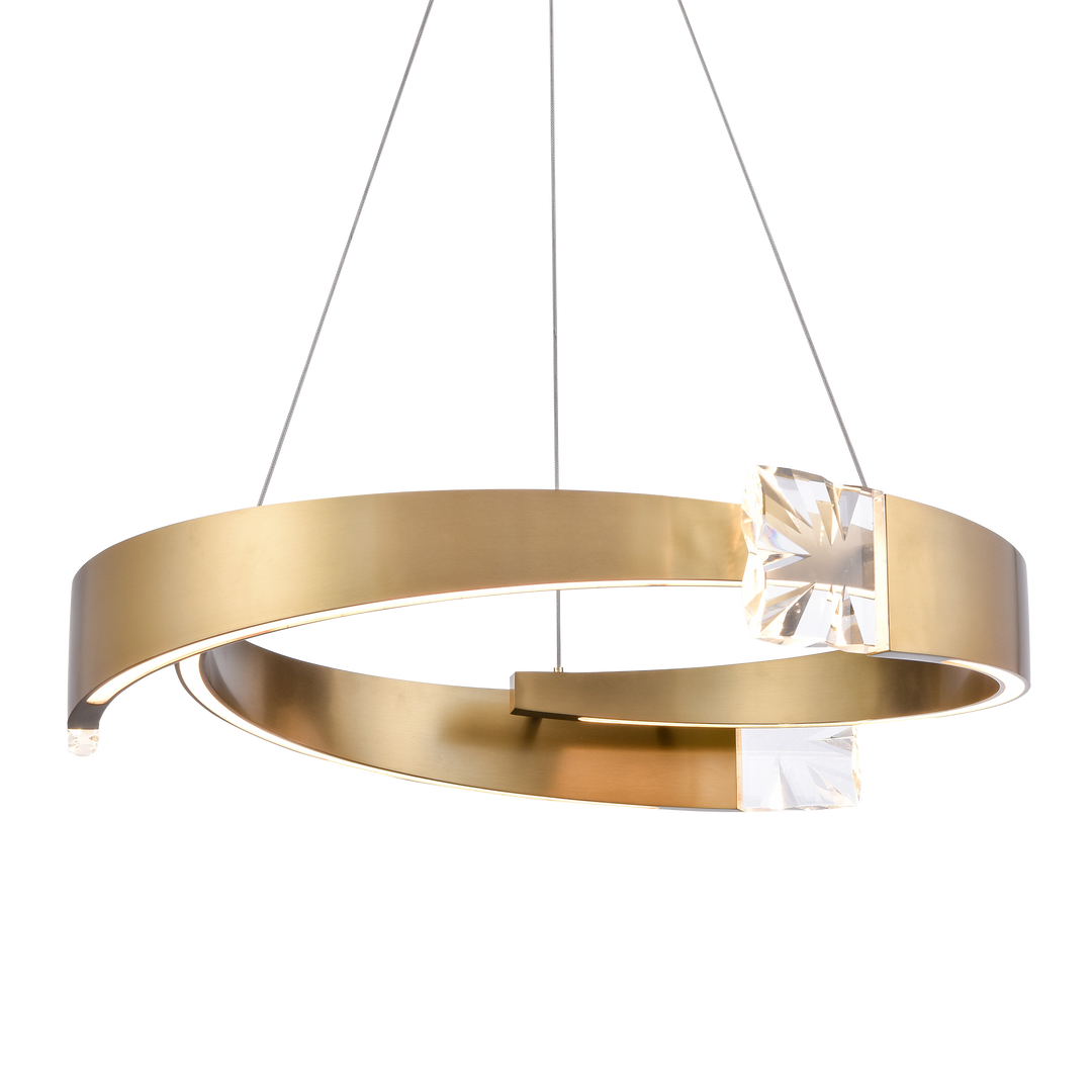 Arcus Segmental Crystal Chandelier in Aged Brass by Zeev