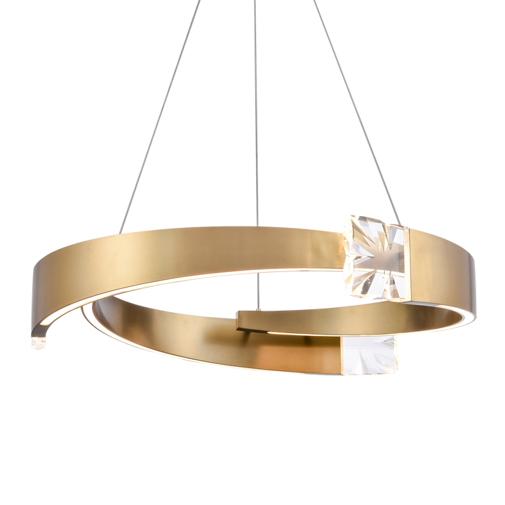 Arcus Segmental Crystal Chandelier in Aged Brass by Zeev