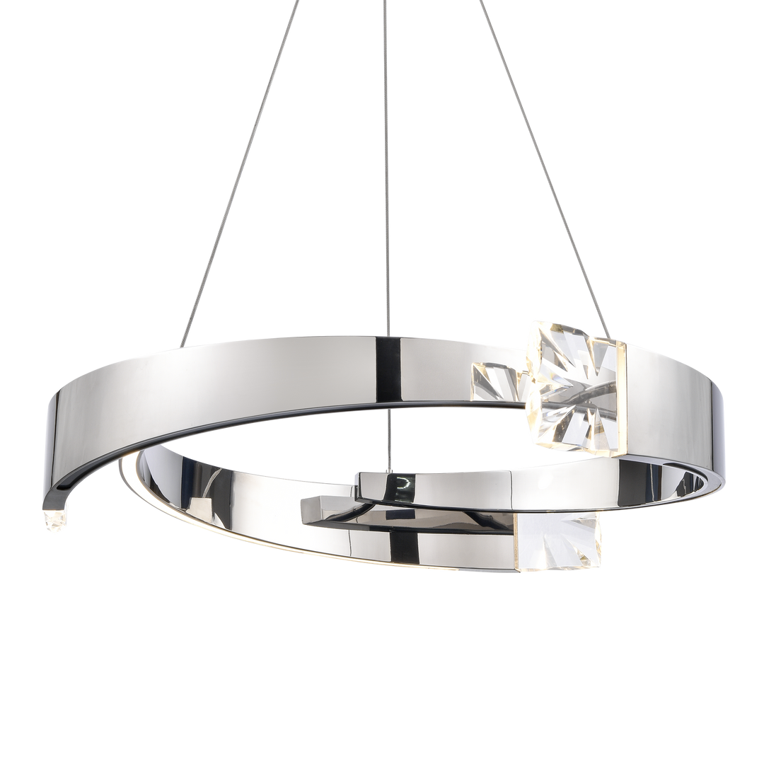 Arcus Segmental Crystal Chandelier in Polished Nickel by Zeev