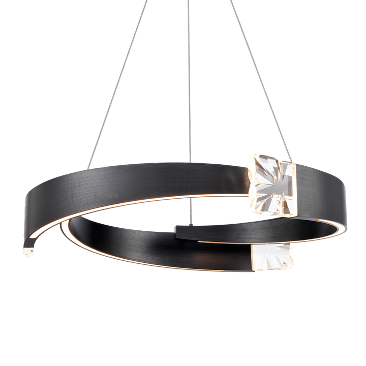 Arcus Segmental Crystal Chandelier in Satin Brushed Black by Zeev