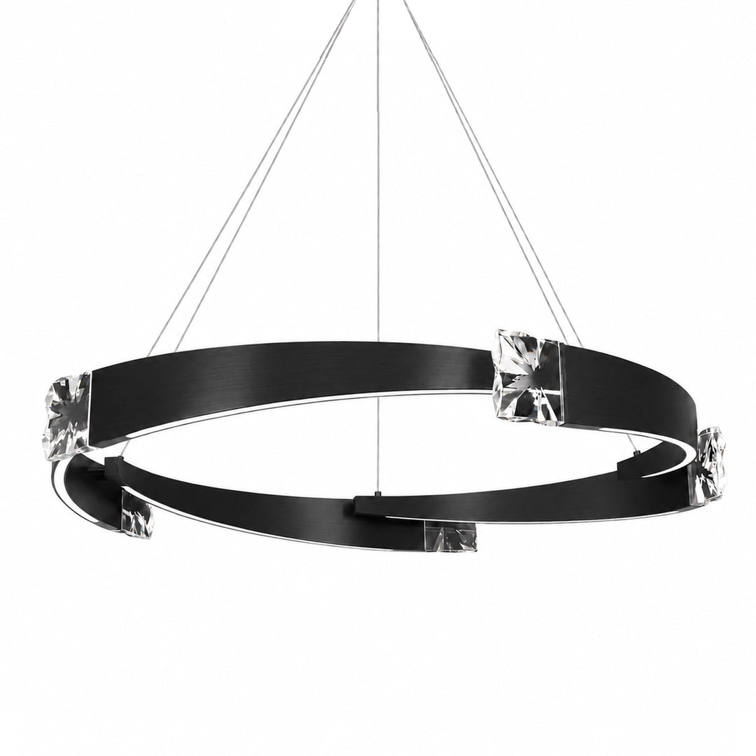 Arcus Segmental Crystal Chandelier in Satin Brushed Black by Zeev